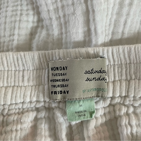 Anthropologie Saturday Sunday gauzy tie front white 2 pc pant set 20818 - Picture 14 of 16